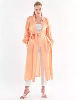 Туника с кисточками и вышивкой камнями персикового цвета Kayra