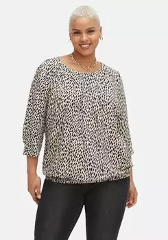 Туника с леопардовым принтом и эластичным подолом sheego, цвет Ecru Bedruckt