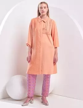 Туника с потайной планкой и украшением персикового цвета Kayra