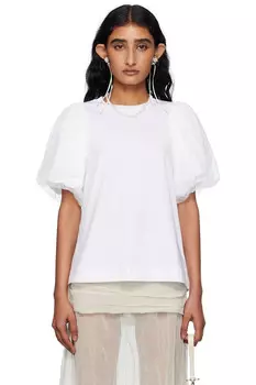 Туника с пышными рукавами из тюля Simone Rocha, белый