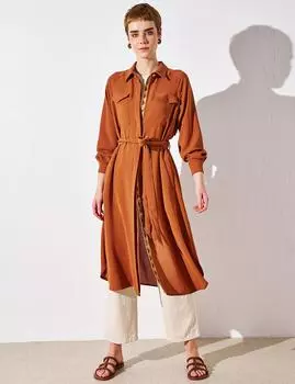 Туника с регулируемой талией, рубашечный воротник, печенье Kayra