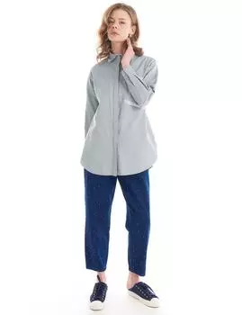 Туника с рубашечным воротником и каменными деталями Мятная KYR