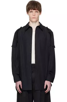 Туника с рюшами на плечах Simone Rocha, черный