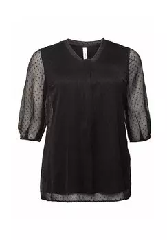 Туника с шифоновыми рукавами и тканым узором sheego, черный