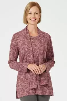 Туника с узором «пейсли» и шарфом Tigi, розовый