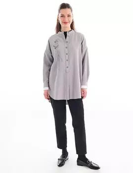 Туника С Вышивкой Серая Kayra