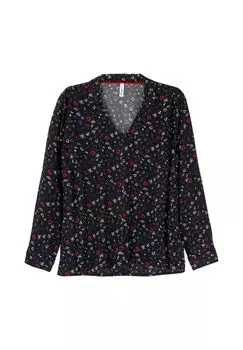 Туника с воротником и эластичным подолом sheego, цвет Schwarz Gemustert