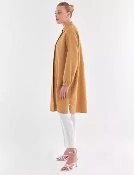 Туника с воротником с кисточками Бежевая Kayra