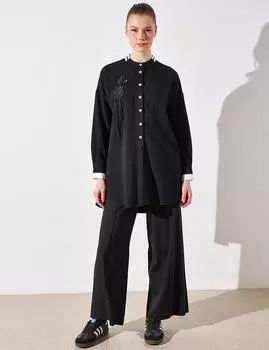 Туника с вышивкой черная Kayra