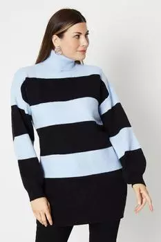 Туника с высоким воротником в смелую полоску Wallis, синий