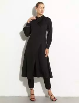 Туника с запахом и шалевым воротником, черная Kayra