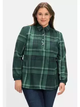 Туника Sheego "Большие размеры" из хлопка, легкого А-силуэта, зеленый