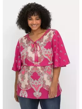 Туника sheego by Joe Browns "Большие размеры" с орнаментальным принтом и рукавами длиной 3/4, розовый
