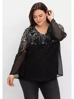 Туника sheego Chiffontunika, цвет schwarz-wei gemustert