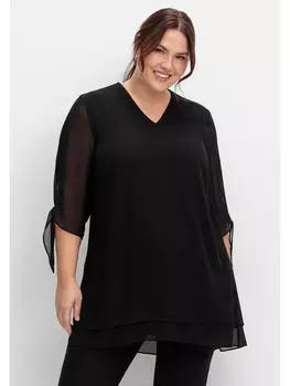 Туника sheego Lange Chiffon, черный