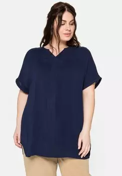Туника Sheego с коротким рукавом, синий