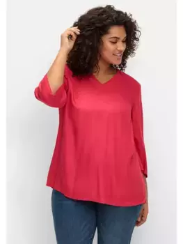 Туника Шиго "Большие размеры" с рукавами 3/4 из струящейся вискозы Sheego, цвет Magenta