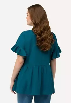 Туника SHORT SLEEVE PEPLUM Ulla Popken, бирюзовый