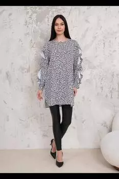 Туника свободного кроя оверсайз с длинными рукавами и рюшами HOXTON GAL, белый