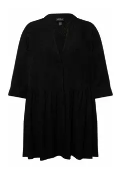 Туника TEXTURED 3/4 SLEEVE SPLIT NECK Ulla Popken, черный