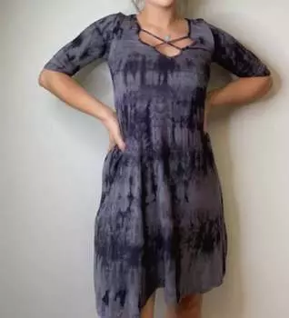 Туника Tie Dye в угольно-черном цвете Ginger G