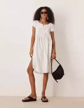 Туника-топ миди Free People в стиле бохо цвета слоновой кости