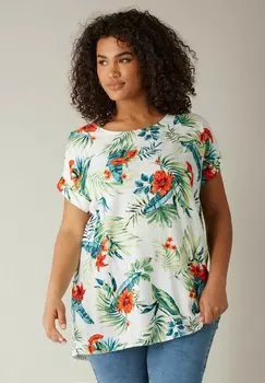 Туника TROPICAL PRINT SHORT SLEEVE Evans, белый