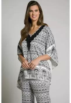 Туника Ulla Popken с глубоким вырезом, черный/белый