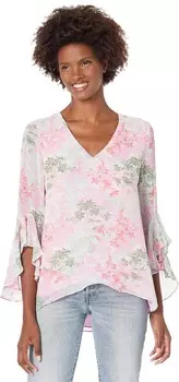 Туника Vince Camuto Flutter Sleeve V-Neck Glowing Garden Tunic, цвет Brook Green