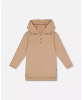 Туника в рубчик с капюшоном для больших девочек, бежевая Deux Par Deux, бежевый