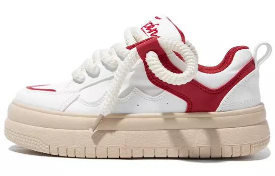 TUOPIN Стильная женская обувь для скейтбординга, Белый и красный [плюш]