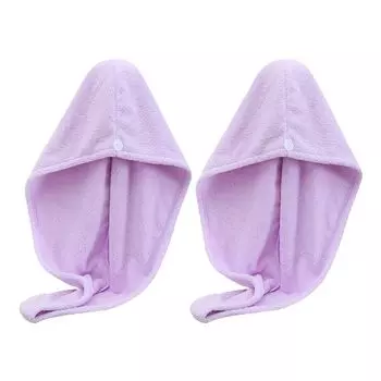 Тюрбан для волос, 2 шт. полотенца-тюрбана из микрофибры, быстросохнущее впитывающее полотенце для волос, полотенце для головы с пуговицей, полотенце для волос для всех типов волос (коричневый и розовый) FeelGlad