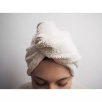 Тюрбан для волос из 100% льна махровый Полотенце для головы Полотенце для волос Тюрбан для волос 25 х 70 см, цвет: бежевый Sleephony