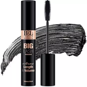 Тушь для ресниц Big Lash Черная, придающая объем и удлиняющая, с производными жожоба и силиконовой щеточкой, Bel London