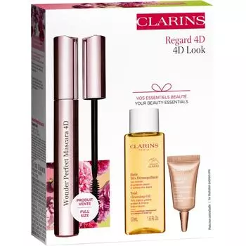 Тушь для ресниц CLARINS Wonder Perfect Mascara 4D Set, Wonder Perfect Mascara 4D 01 Perfect Black 8 ml + Huile Trs Dmaquillante 50 ml + Total Eye Smooth 3 ml / 1 Stk.