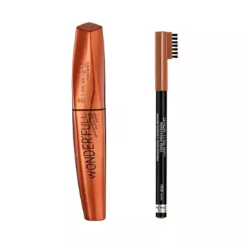 Тушь для ресниц Mscara Wonder Argan Black + Eyebrow Pencil Tono 002 De Regalo Rimmel London, 1 UD