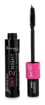 Тушь удлиняющая и утолщающая ресницы 2 в 1 Rimmel Glam Eyes Day 2 Night, оттенок 001 Black 9.5 мл