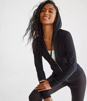 Твердая легкая толстовка с молнией во всю длину Aeropostale, черный