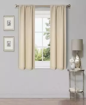 Твердые классические современные устойчивые к морщинам комплект затемняющих штор для комнаты из 2 предметов с верхней частью с люверсом, 42 x 96 дюймов Superior, слоновая кость