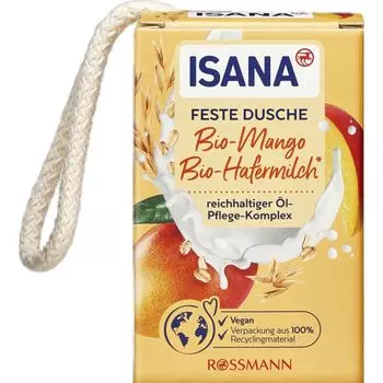 Твердый душ, органическое манго и органическое овсяное молоко ISANA, 100 g