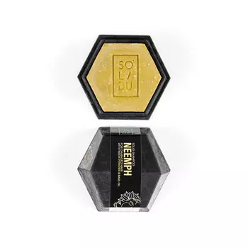 Твердый шампунь для поврежденных волос с нимом и базиликом neemph solid shampoo Solidu, вес 65 гр.