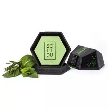 Твердый шампунь для жирных волос с розмарином и мятой balance shampoo Solidu, вес 70 гр.