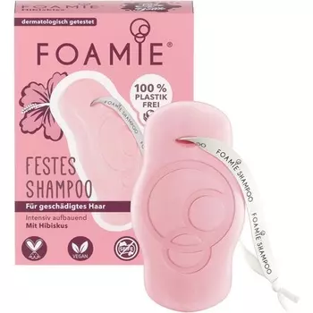 Твердый шампунь с экстрактом гибискуса для поврежденных и жирных волос 80г, Foamie