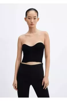 Твидовая блузка-корсет Mango, черный