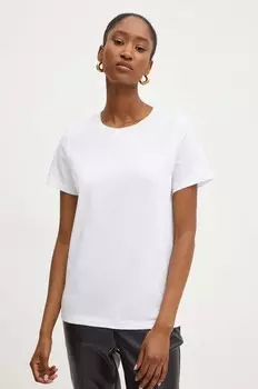 Твидовая хлопковая футболка Guess, белый