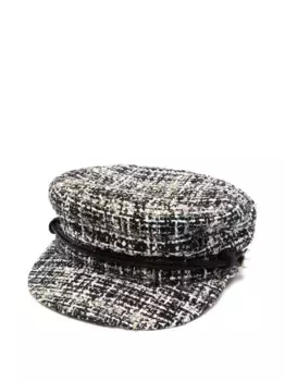Твидовая кепка с узором Maison Michel, черный