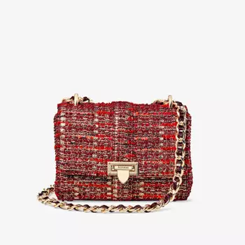 Твидовая кожаная сумка на плечо Lottie с эффектом металлик Aspinal Of London, красный