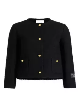 Твидовая куртка без воротника PATOU, черный