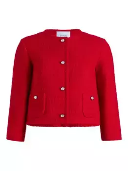 Твидовая куртка без воротника PATOU, красный