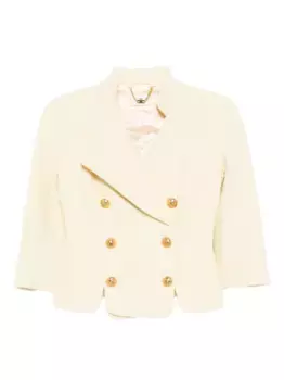 Твидовая куртка с декоративными пуговицами Elisabetta Franchi, желтый
